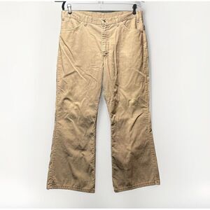 Vintage Plain Pockets Corduroy Pants Tan Brown 36x27 Wide Leg Baggy 80s 70s